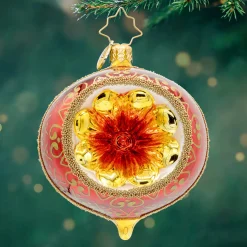 Christopher Radko Fantasia Poinsettia Reflections Glass Christmas Ornament 1022122 New