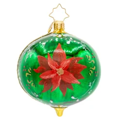 Christopher Radko Fantasia Poinsettia Reflections Glass Christmas Ornament 1022122 New
