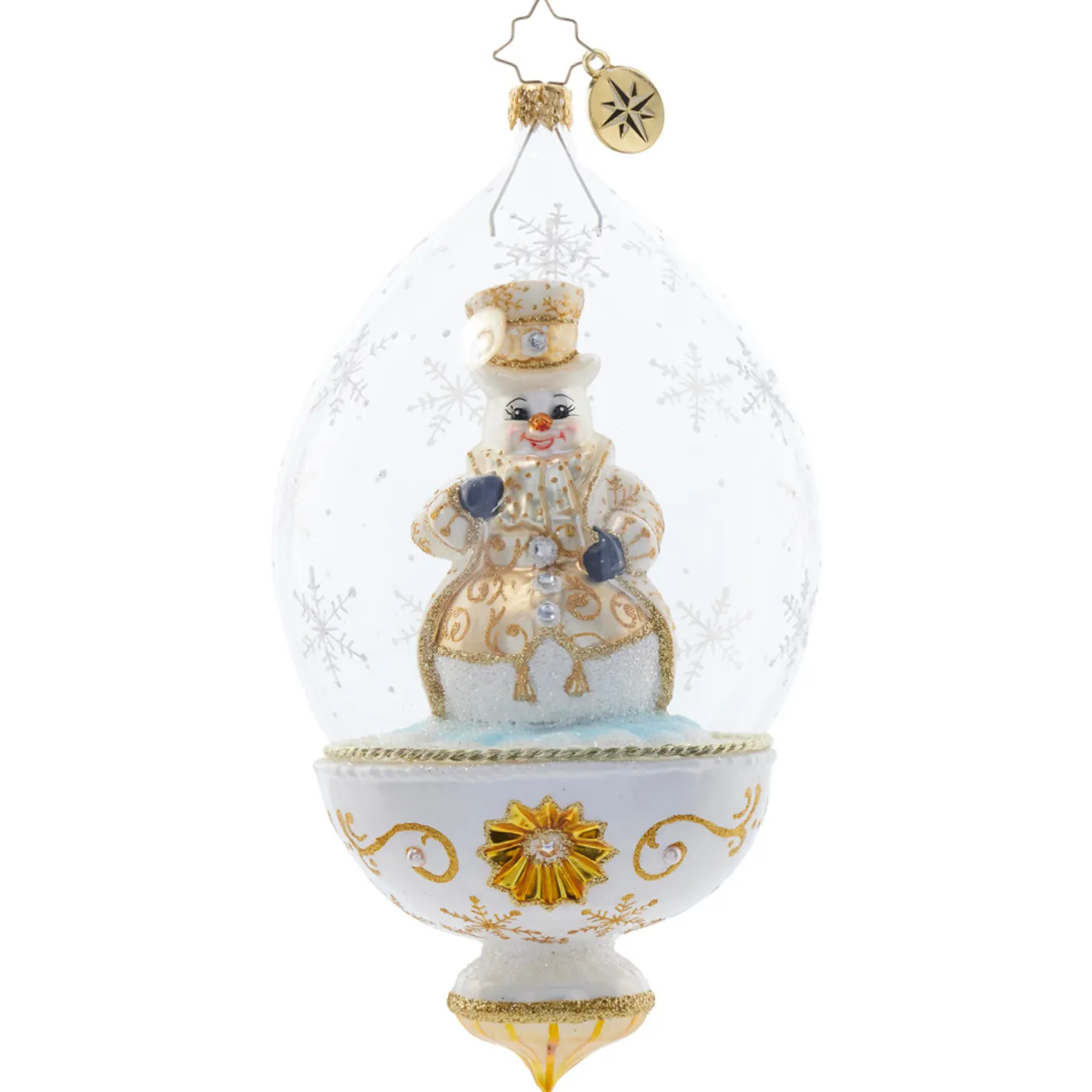 Christopher Radko Golden Snowman Globe Glass Christmas Ornament 1021814 Sale