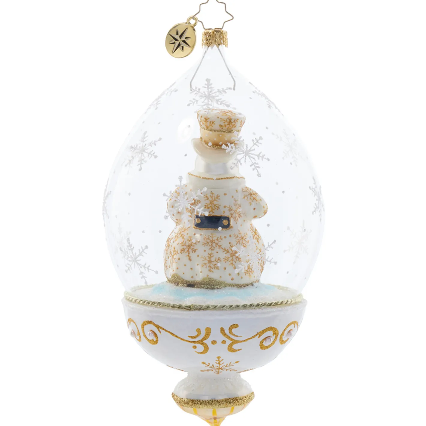 Christopher Radko Golden Snowman Globe Glass Christmas Ornament 1021814 Sale