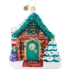 Christopher Radko Hidden Woods Hideaway Log Cabin Glass Christmas Ornament 1022049 Clearance