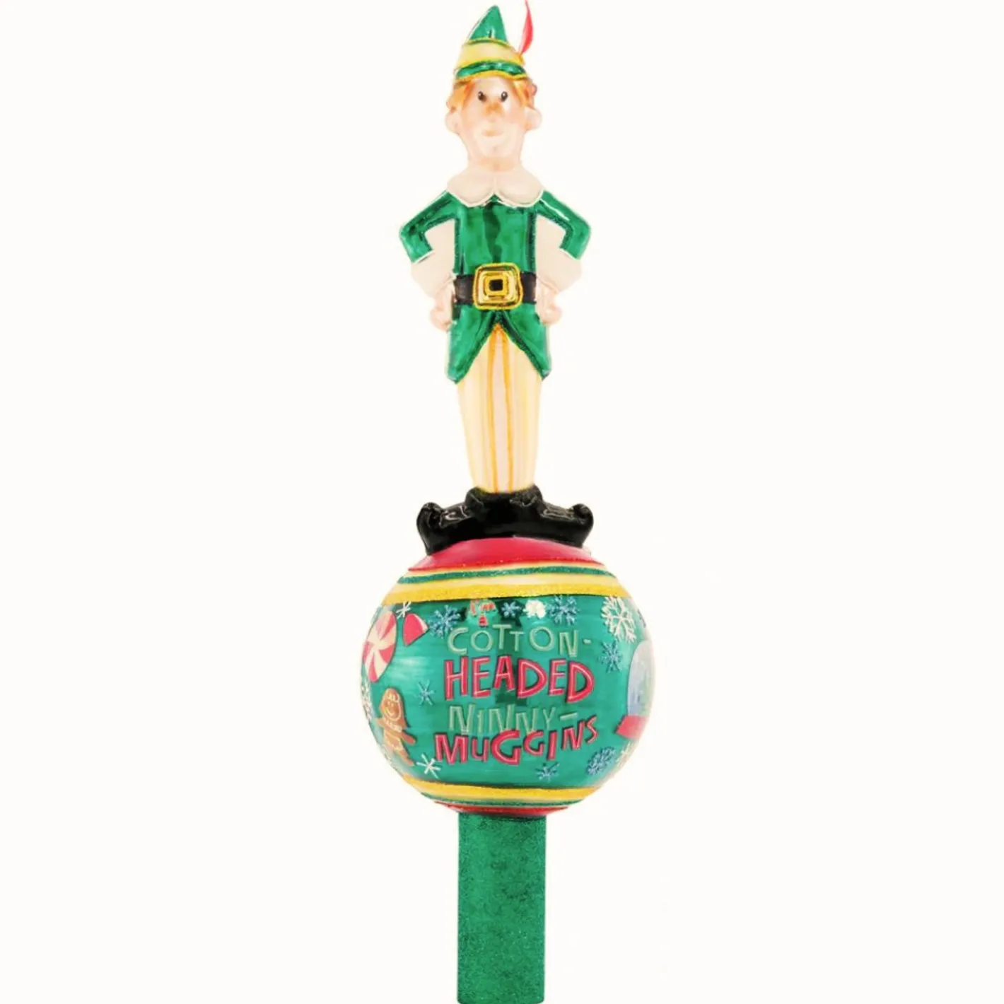 Christopher Radko Merry Muggins Buddy the Elf Glass Christmas Tree Topper 1021686 Clearance