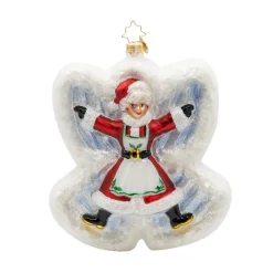 Christopher Radko Santa Snow Angel Double Sided Glass Christmas Ornament 1022095