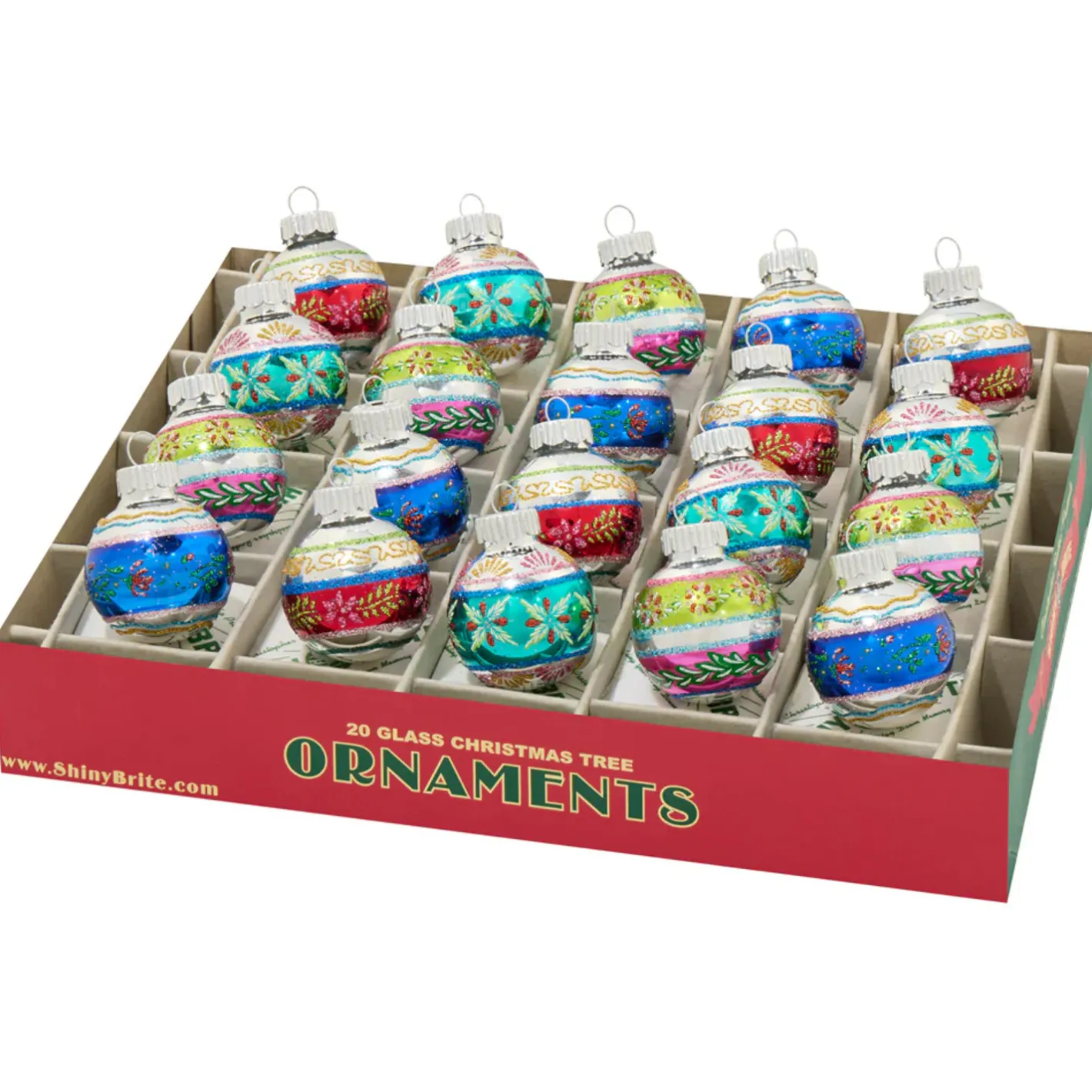 Shiny Brite Christopher Radko Christmas Confetti 20 Count 1.25" Decorated Rounds Glass Christmas Ornament Set 4028265 Online