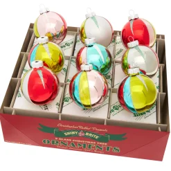 Shiny Brite Christopher Radko Festive Fete 2.5" Round Vintage Inspired Christmas Ornaments 4028174 Hot