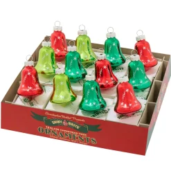 Shiny Brite Christopher Radko Holiday Splendor 12 Count 1.75" Bells Glass Christmas Ornament Set 4028260 Outlet