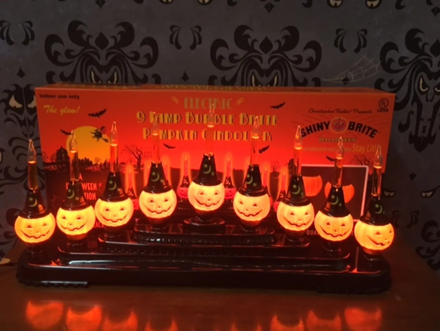 Shiny Brite Christopher Radko Halloween Bubble Bright Pumpkin Light Candolier 4027908 Discount