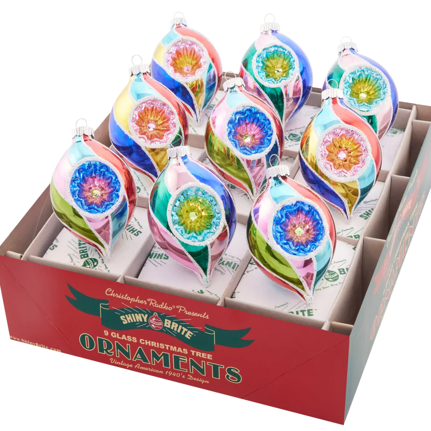 Shiny Brite Christopher Radko Confetti 2.5" Reflector Tulip Christmas Ornaments 4028098 Best