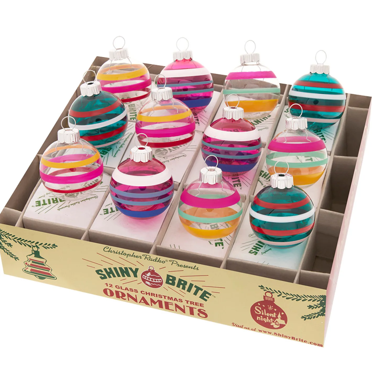 Shiny Brite Christopher Radko Vivid Vintage 1.75" Decorated Rounds Christmas Ornaments 4028183 Sale