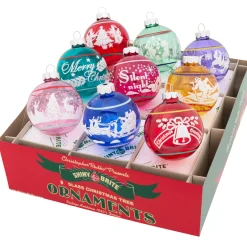 Shiny Brite Christopher Radko Vivid Vintage 2.5" Signature Flocked Round Christmas Ornaments 4028248 Best