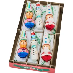 Shiny Brite Christopher Radko Christmas Confetti 6 Count 2.5" Decorated Figures Glass Christmas Ornament Set 4028268 New