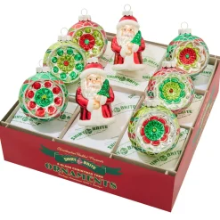 Shiny Brite Christopher Radko Holiday Splendor 8 Count Figures and Reflector Rounds Glass Christmas Ornament Set 4028264 Outlet