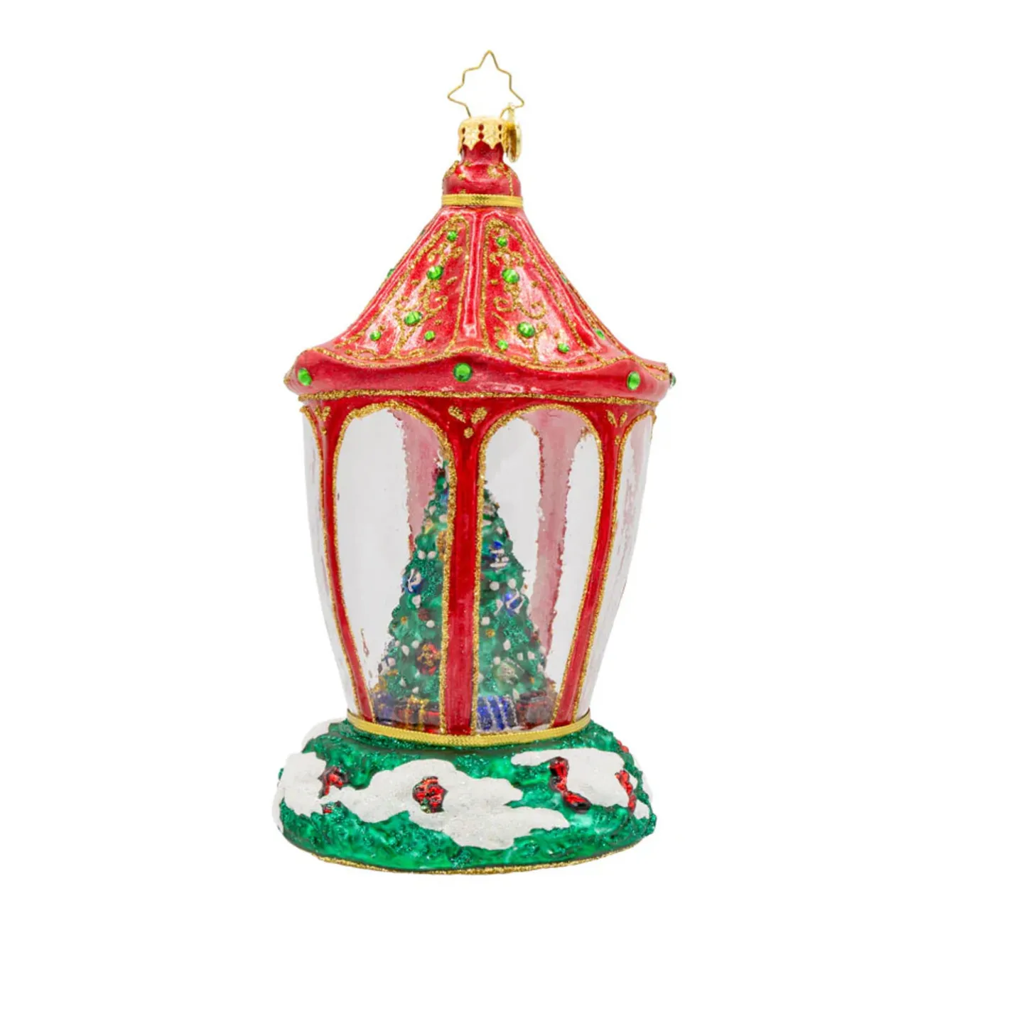 Christopher Radko Sparkle 'n Spruce Lantern Glass Christmas Ornament 1022178 Discount