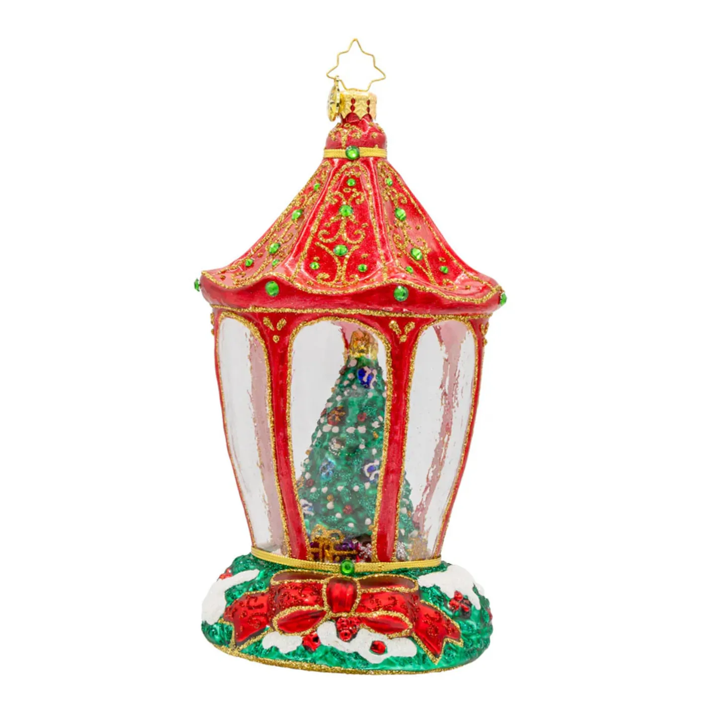 Christopher Radko Sparkle 'n Spruce Lantern Glass Christmas Ornament 1022178 Discount