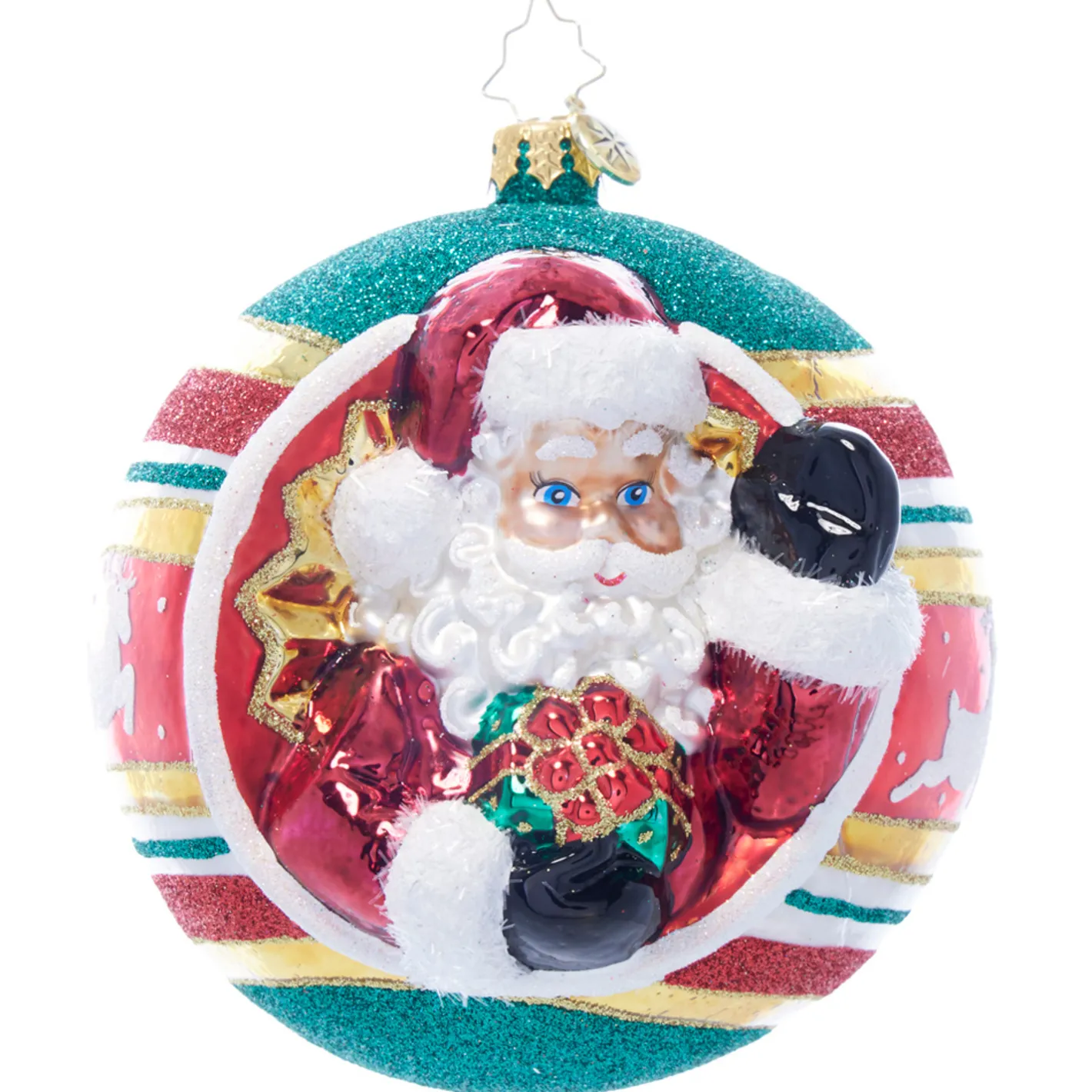 Christopher Radko St. Nick's Spherical Cheer Glass Christmas Ornament 1022067 New