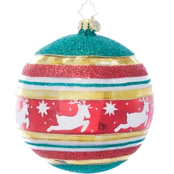 Christopher Radko St. Nick's Spherical Cheer Glass Christmas Ornament 1022067 New