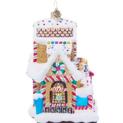 Christopher Radko Sweet Tooth Gingerbread Station and Train Glass Christmas Ornament 1022108