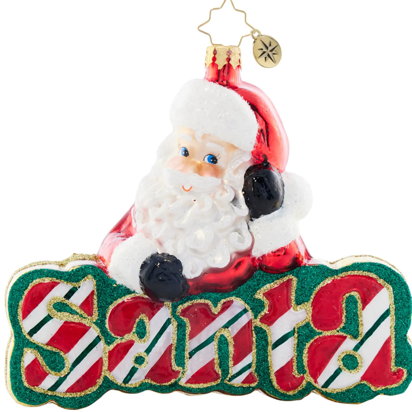 Christopher Radko What's in A Name Santa? Glass Christmas Ornament 1021832 New