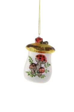Cody Foster Co Cody Foster 3.75" Mushroom Cookie Jar Glass Christmas Ornament GO-8983 New