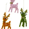Cody Foster Co Cody Foster 5" Set of 3 Cheerful Deer Vintage Inspired Christmas Ornament RO-3324