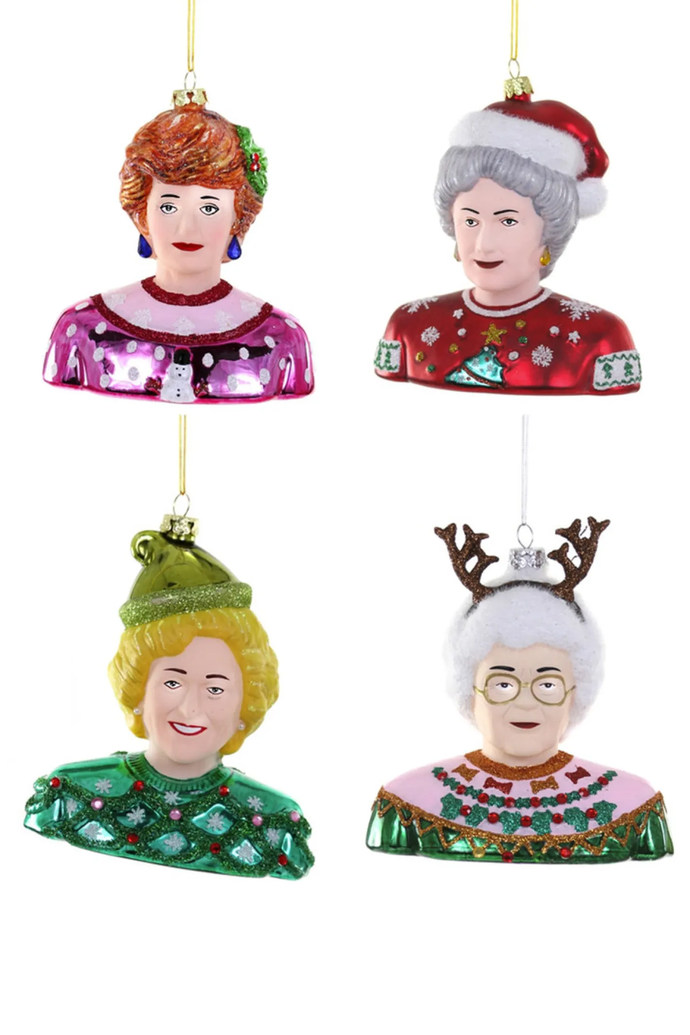 Cody Foster Co Cody Foster 4.5" Set of 4 May Your Christmas Be Golden Girls Glass Christmas Ornaments GL-451 Discount