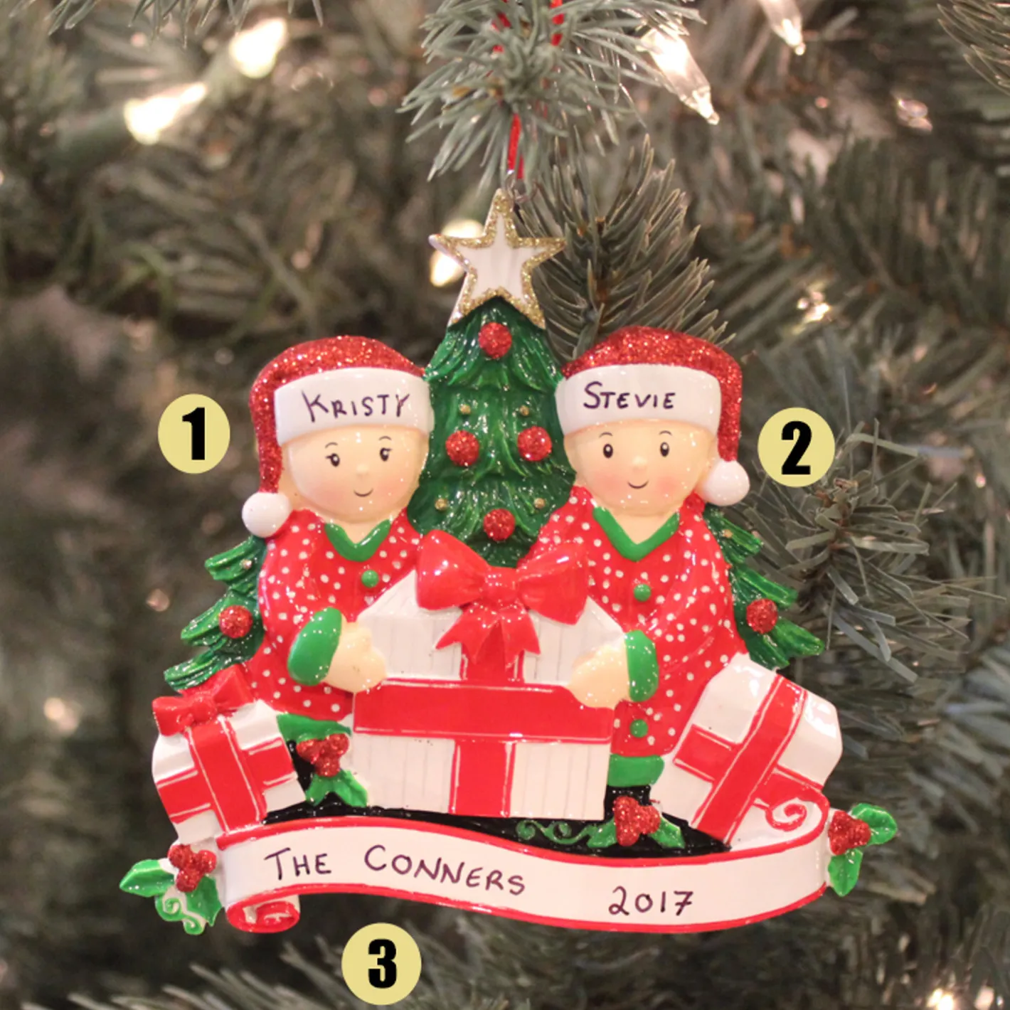 Polar X Couple Opening Presents Personalized Christmas Ornament OR1523-2 Online
