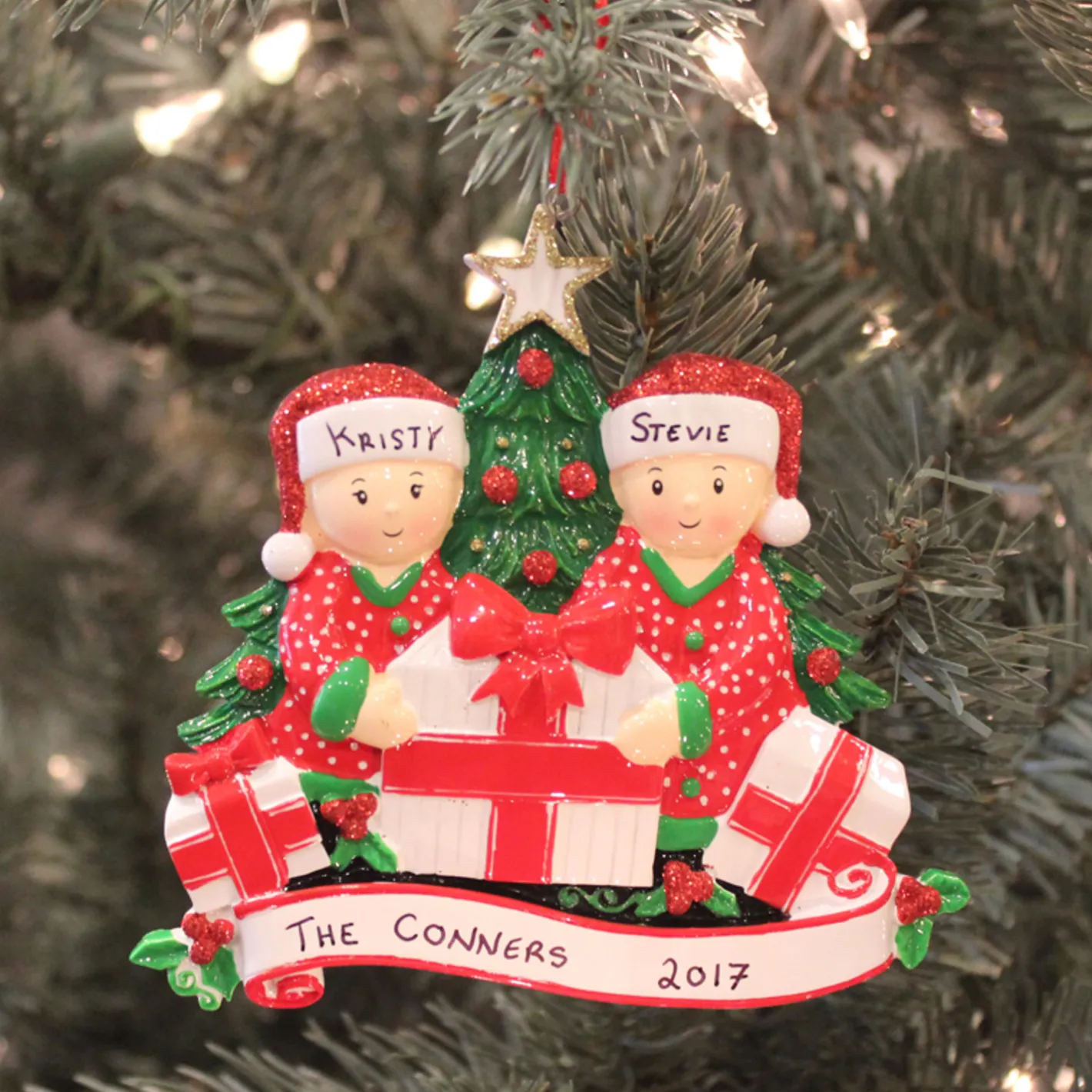 Polar X Couple Opening Presents Personalized Christmas Ornament OR1523-2 Online