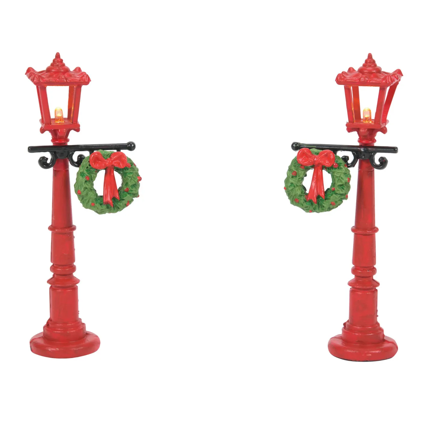 Department 56 Red Street Light with Wreath Christmas Village Accessory 6007682 Clearance