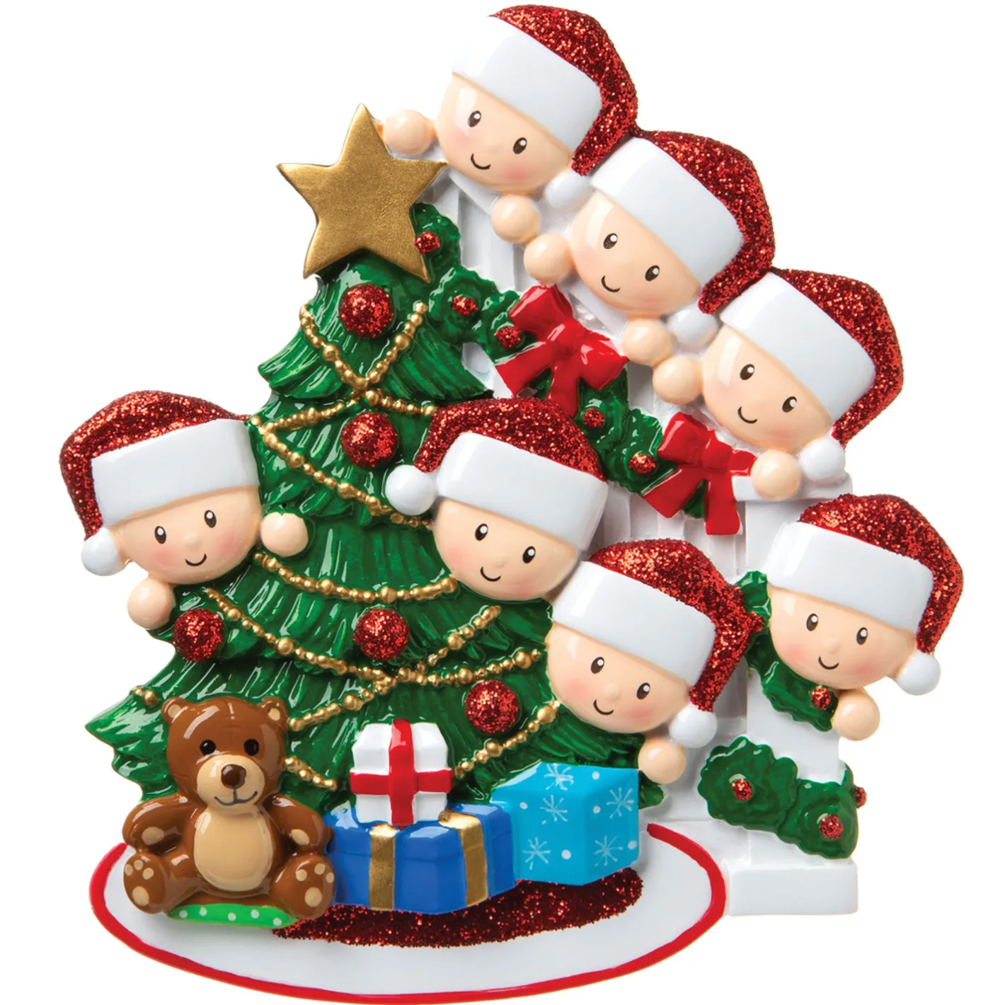 Polar X Family of 7 Around the Christmas Tree Personalized Ornament OR1789-7