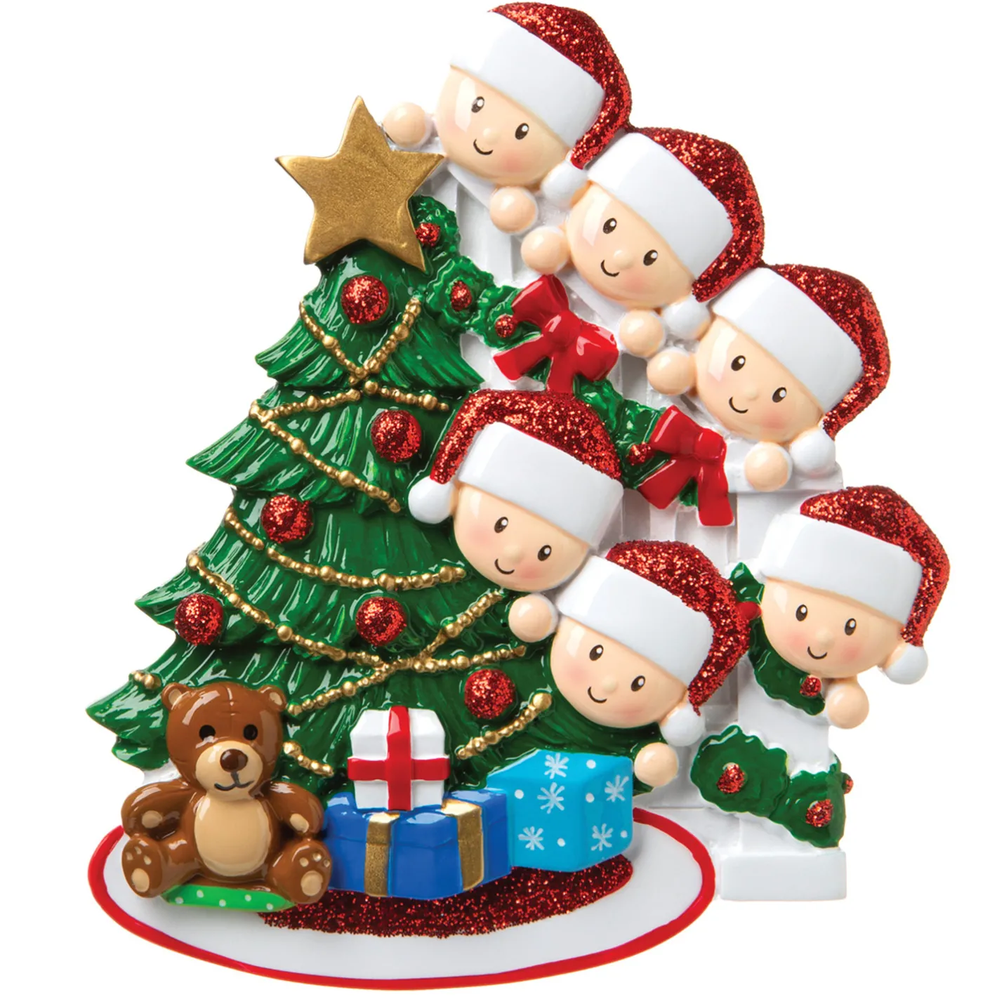 Polar X Family of 6 Around the Christmas Tree Personalized Ornament OR1789-6 Online