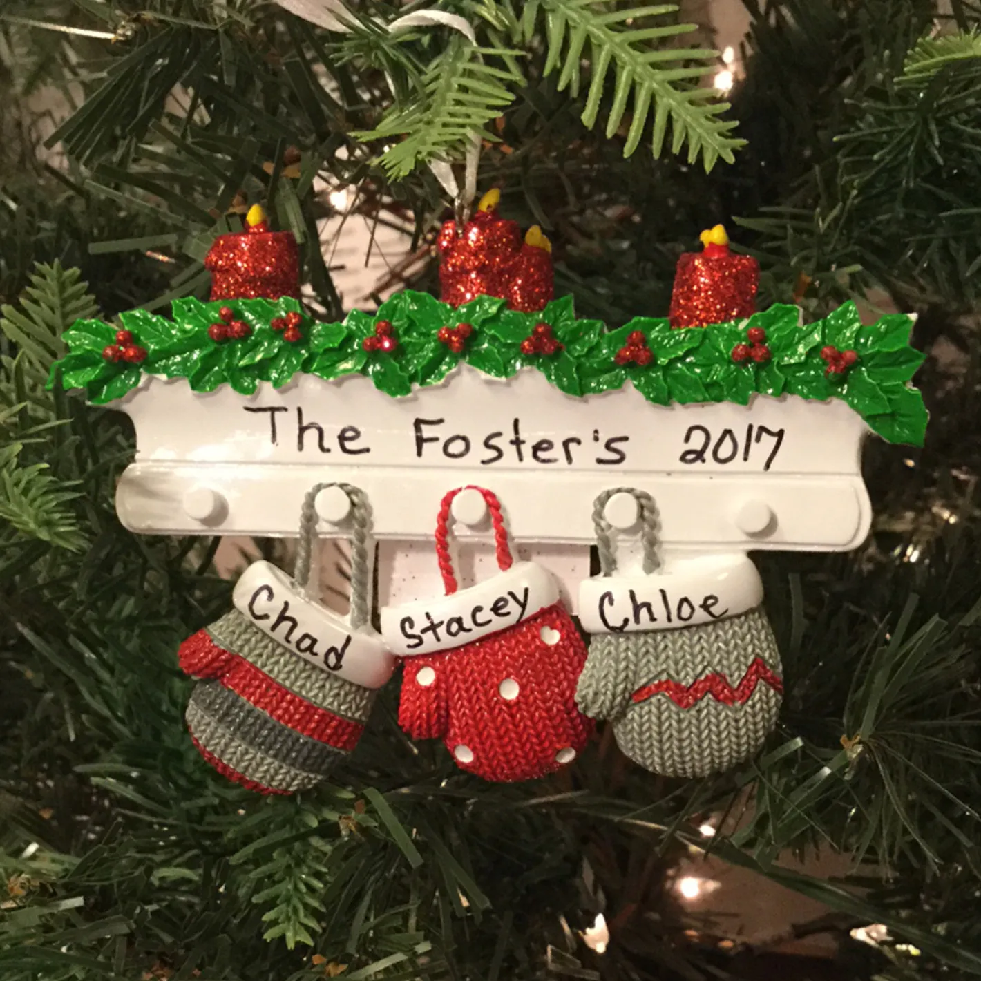 Polar X Family Personalized Christmas Ornament with 3 Mittens Outlet