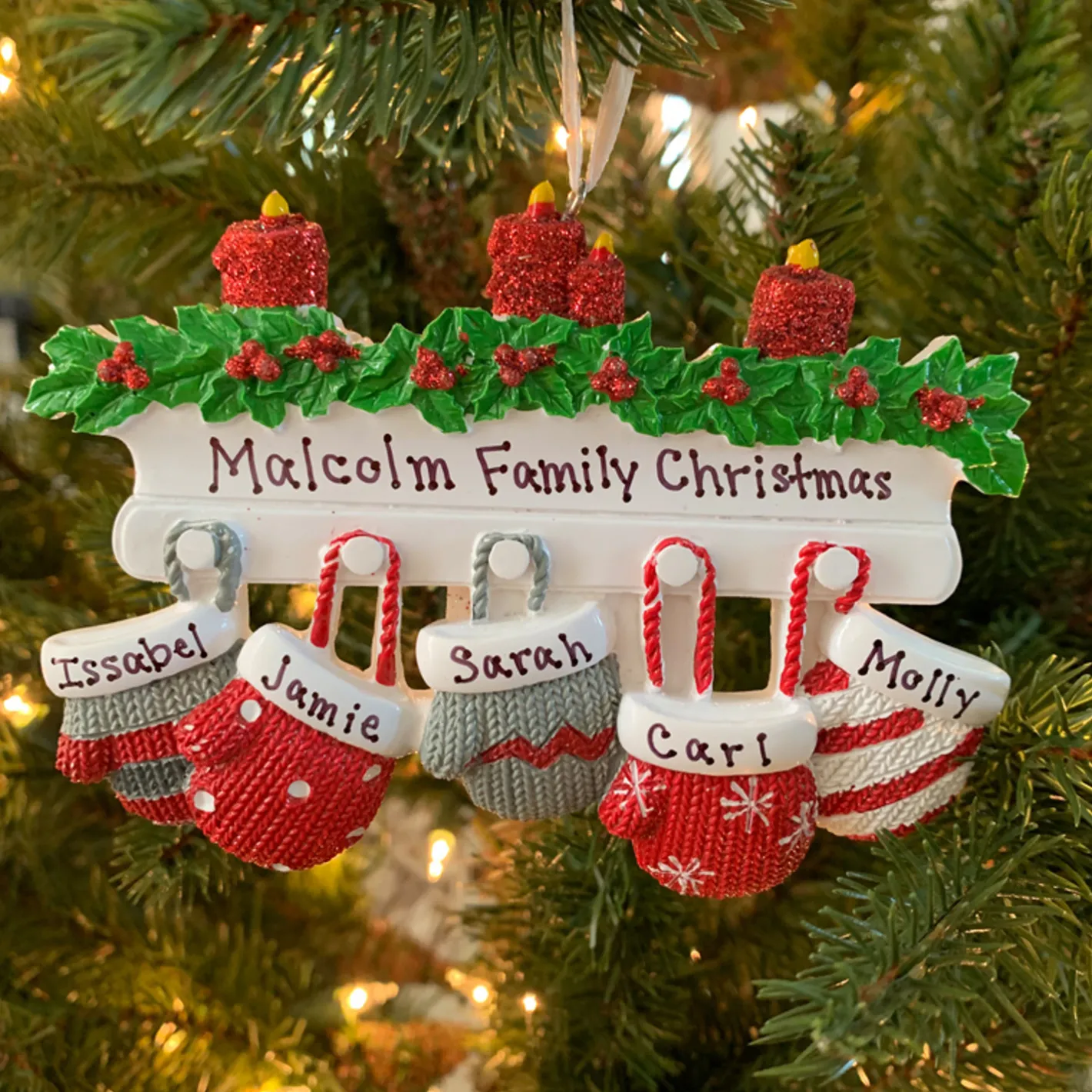Polar X Family Personalized Christmas Ornament with 5 Mittens Best