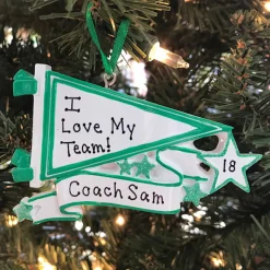 Polar X Glittered Green Sports Pennant Personalized Christmas Ornament OR1558-GR New