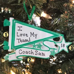 Polar X Glittered Green Sports Pennant Personalized Christmas Ornament OR1558-GR New