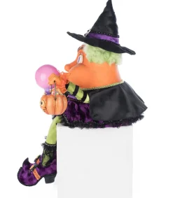Katherines Collection Katherine's Collection 12.5" Bubbles the Witch Candy Corn Ledge Sitter Halloween Decoration 28-528643 Hot