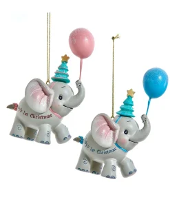 Kurt Adler 4.5" Baby's 1st Christmas Elephant With Balloon Christmas Ornament TD1794 Best