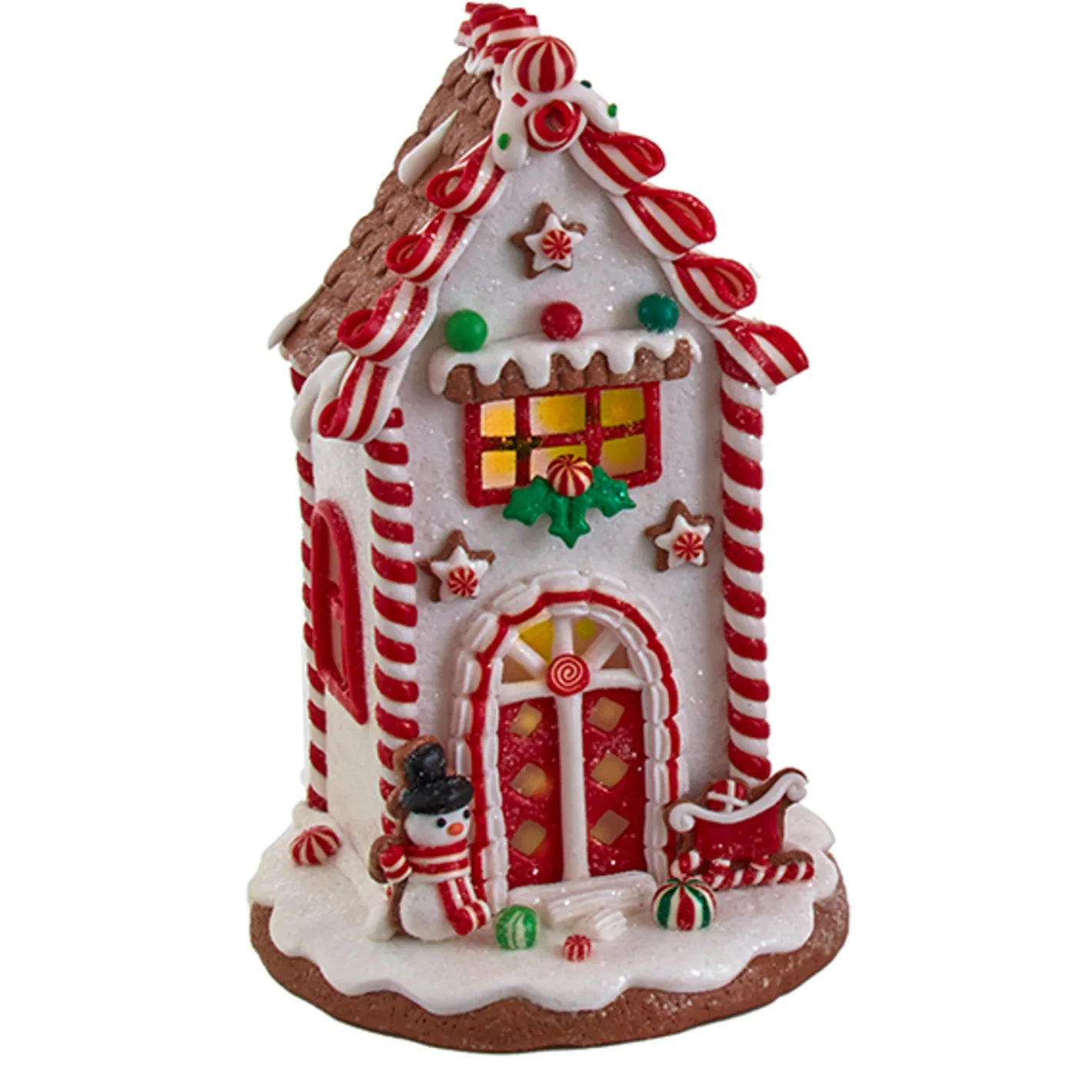 Kurt Adler 8.5" Battery Operated Lighted Red and White Gingerbread Houses GBJ0037 Hot