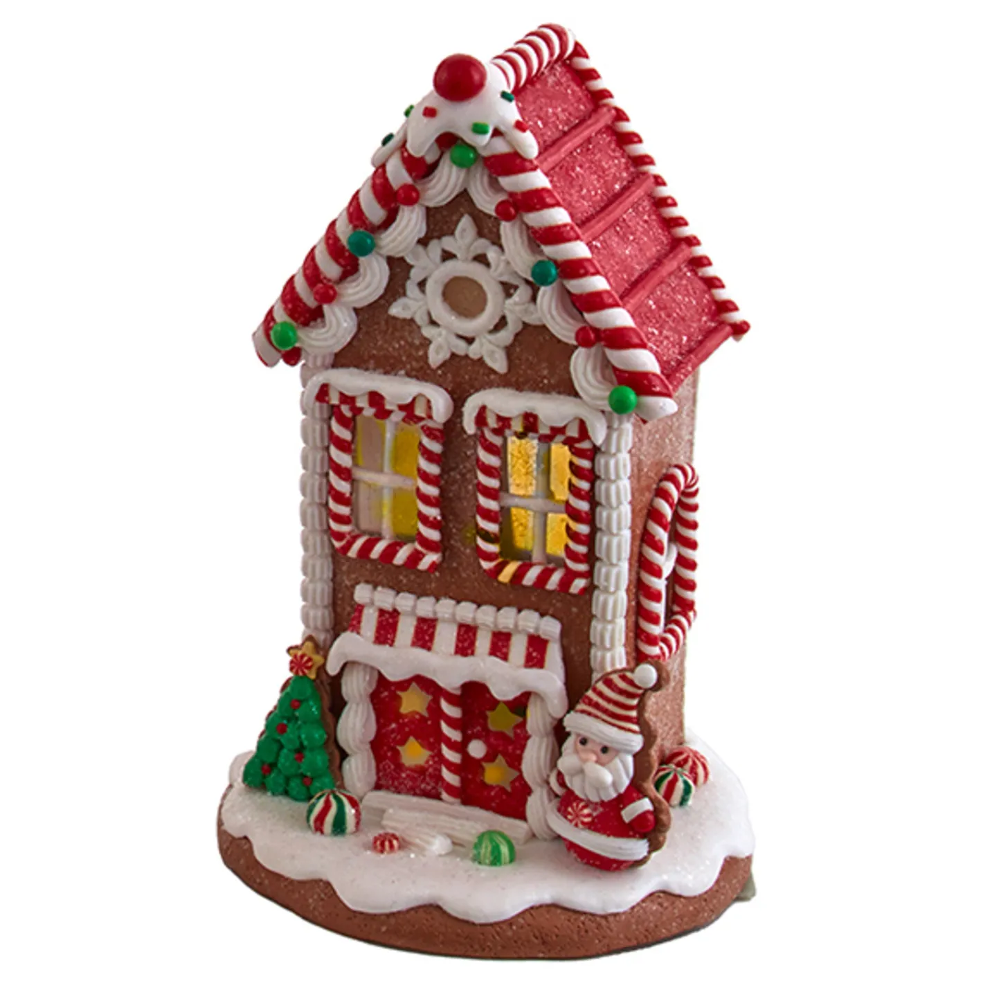 Kurt Adler 8.5" Battery Operated Lighted Red and White Gingerbread Houses GBJ0037 Hot