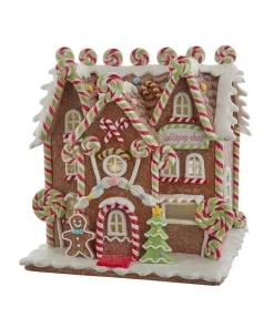 Kurt Adler 8" Battery Operated LED Lighted Gingerbread Lollipop Shop JEL1416 Outlet