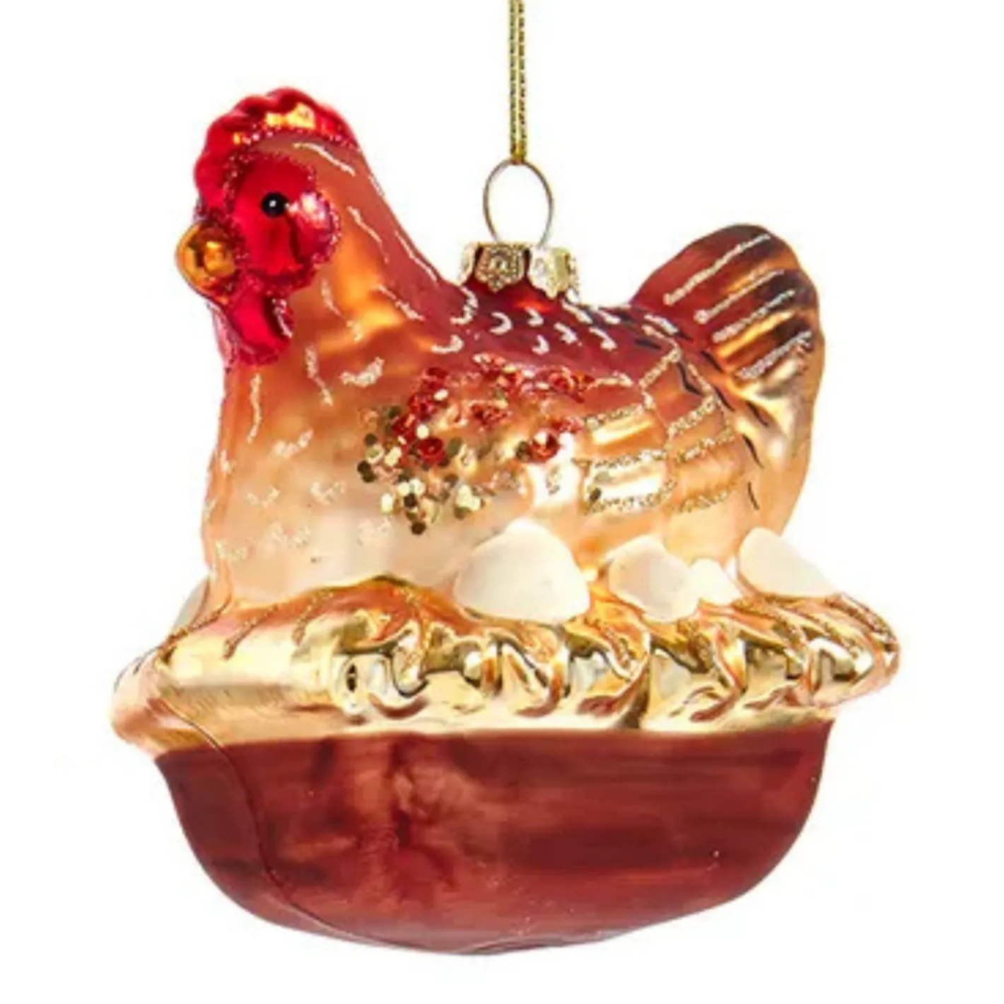 Kurt Adler 3.75" Chicken Glass Christmas Ornament T3834 Discount