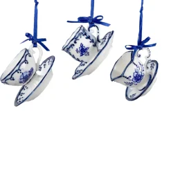 Kurt Adler 2" Delft Porcelain Cup and Saucer Ornament J0651 Discount