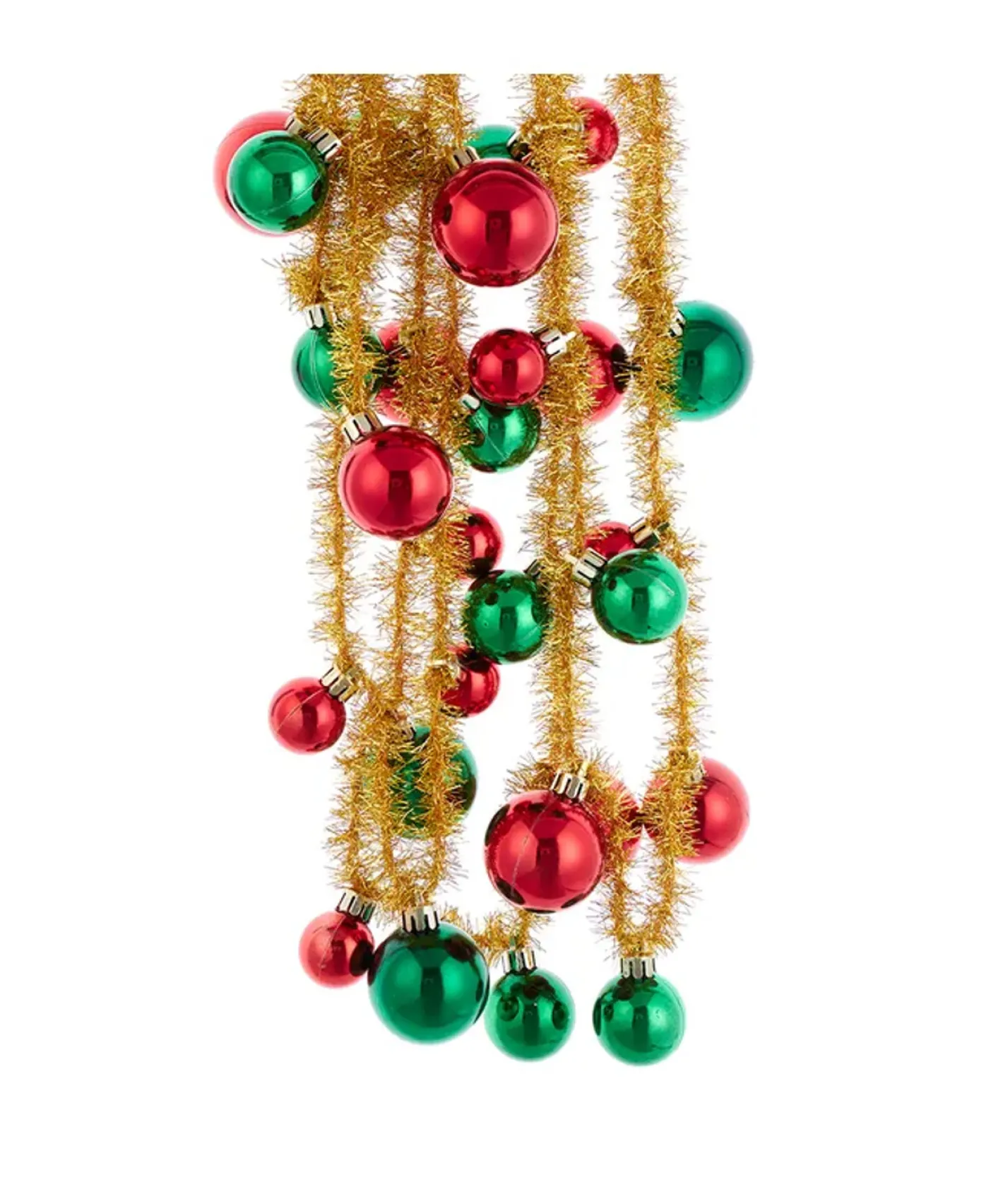 Kurt Adler 6' Gold Tinsel With Red & Green Ball Ornament Christmas Tree Garland D4356 Sale