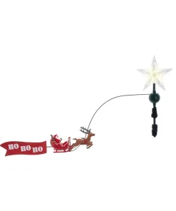 Kurt Adler 19.7" Lighted LED Star With Rotating Santa and Sleigh Christmas Tree Topper AD3001 Sale