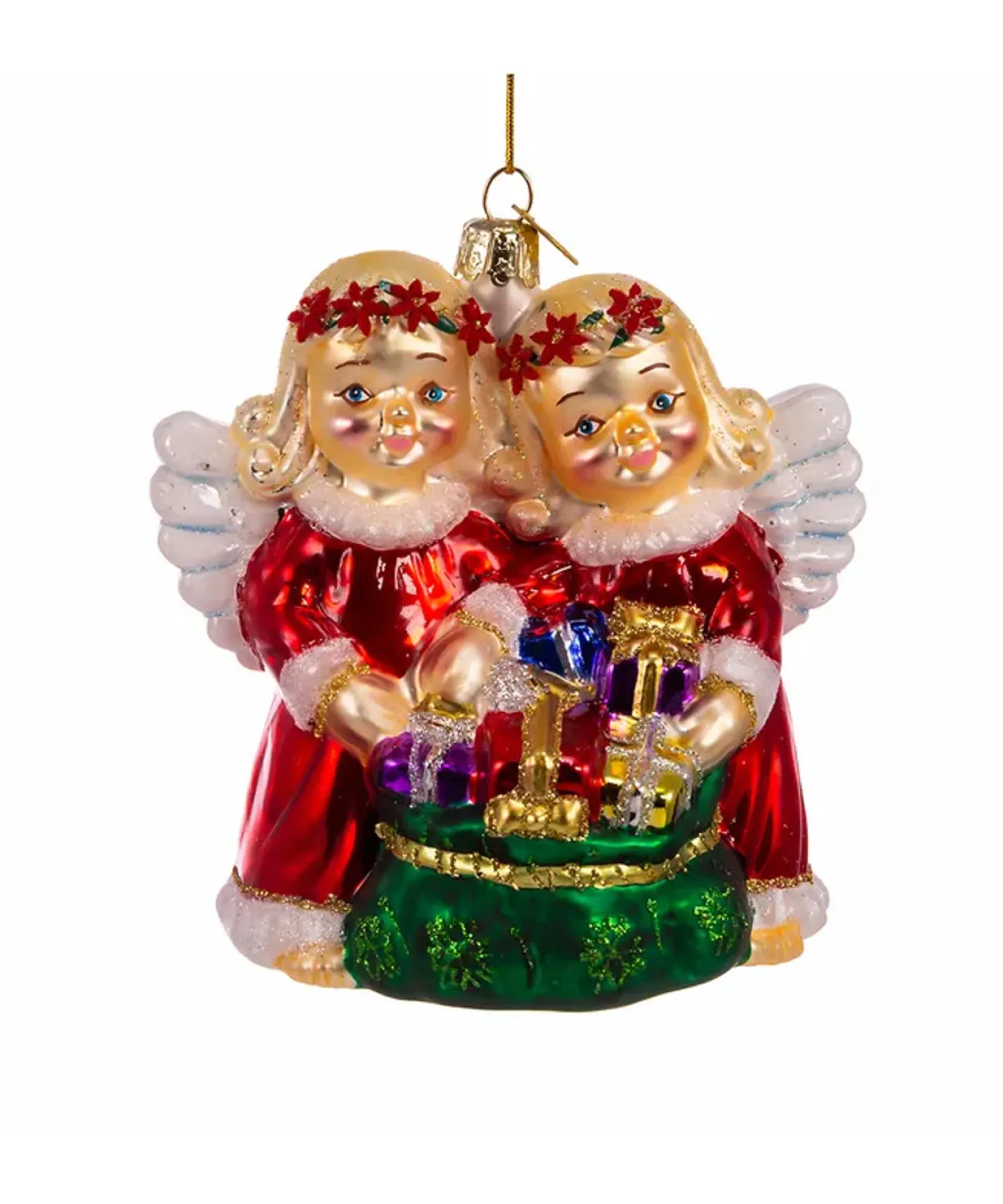 Kurt Adler 4" Noble Gems Angels With Gifts Glass Christmas Ornaments NBX0089 Clearance