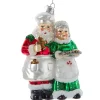 Kurt Adler 5" Noble Gems Mr. & Mrs. Santa With Cookies Glass Christmas Ornament NBX0067