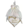 Kurt Adler 4.75" Noble Gems "Our First Christmas" Doves Glass Christmas Ornament NBX0025