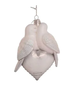 Kurt Adler 4.75" Noble Gems "Our First Christmas" Doves Glass Christmas Ornament NBX0025
