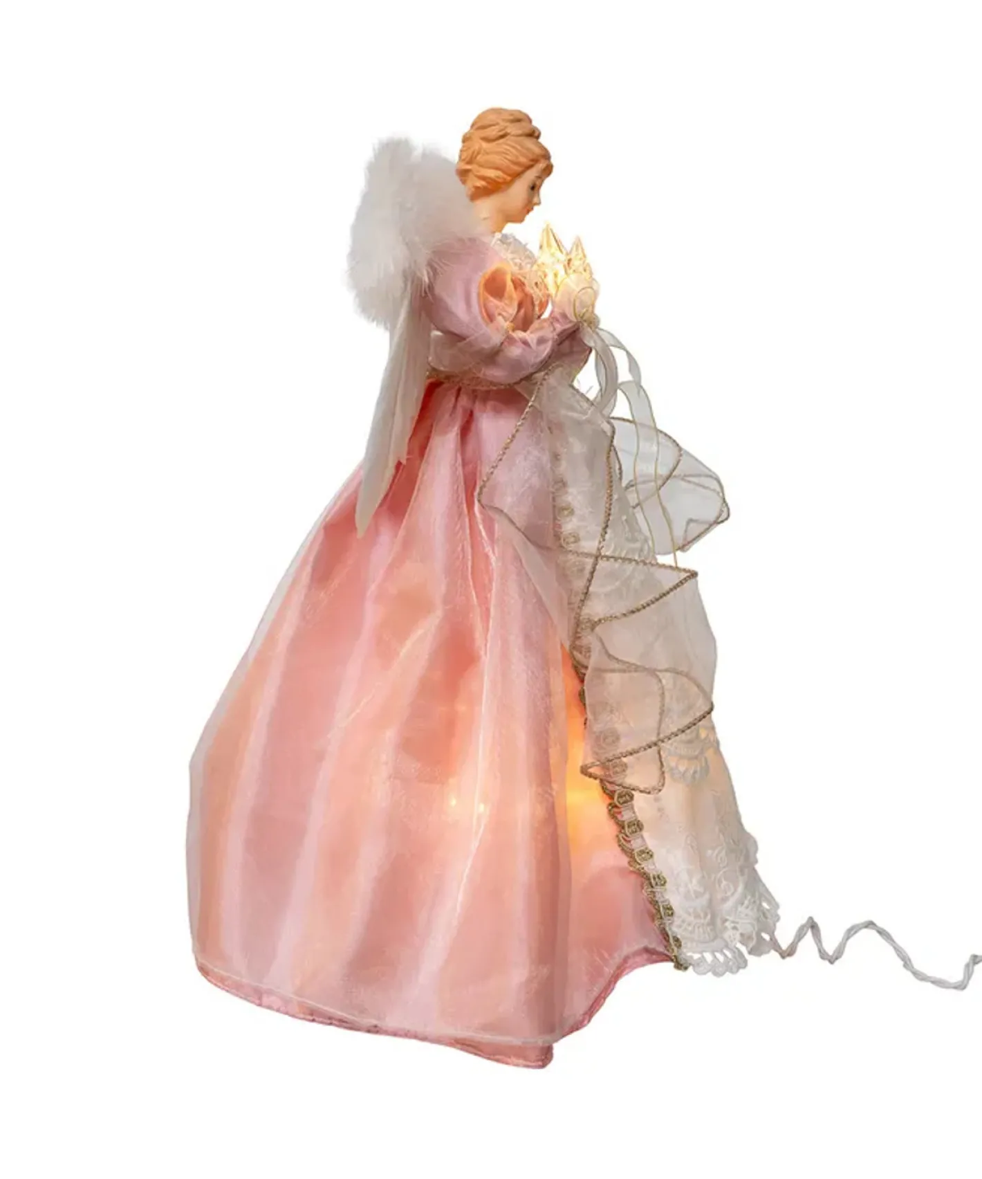 Kurt Adler 14" Pink & Ivory Angel Christmas Tree Topper UL2252 Outlet