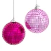 Kurt Adler 3.15" Pink Glass Mirrored Disco Ball Christmas Ornaments Set of 2 D4575 Clearance