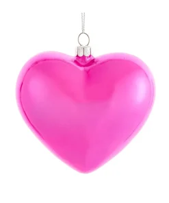 Kurt Adler 3.5" Pink Heart Glass Christmas Ornament C6421 Sale